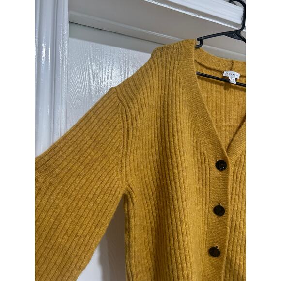 NWOT TopShot Gold Mustard Yellow Button Up Ribbed Cardigan Sweater Size US 12 - Picture 8 of 11